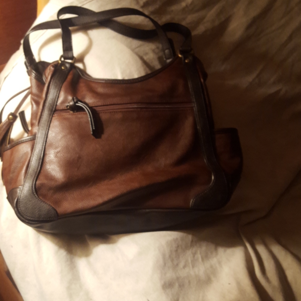 New brown and dark brown leather bag
